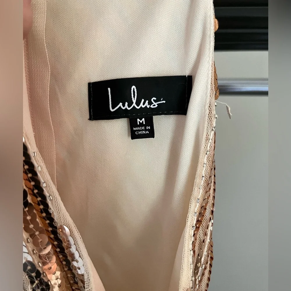 Lulu's Gold Sequin Geometric Pattern Dress - Picture 2 of 5